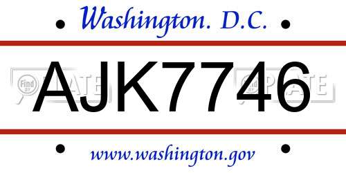 AJK7746 District Of Columbia License Plate