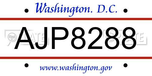 AJP8288 District Of Columbia License Plate