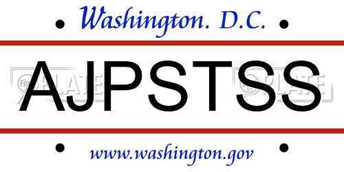 AJPSTSS District Of Columbia License Plate
