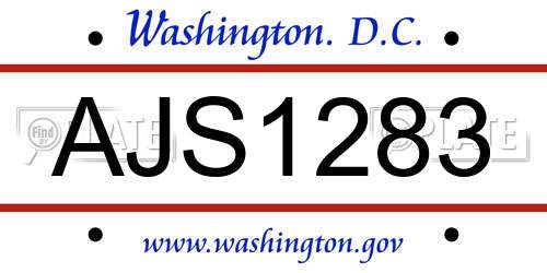 AJS1283 District Of Columbia License Plate