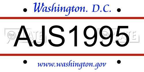 AJS1995 District Of Columbia License Plate