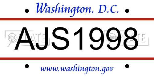 AJS1998 District Of Columbia License Plate