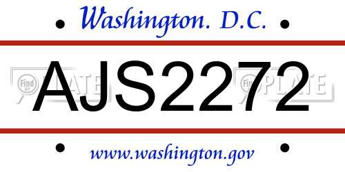 AJS2272 District Of Columbia License Plate
