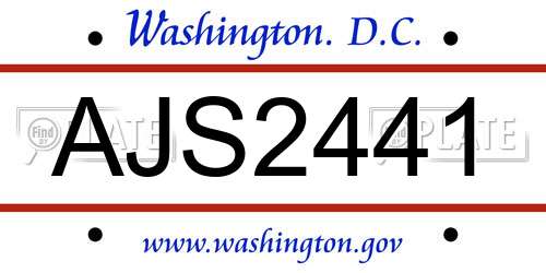 AJS2441 District Of Columbia License Plate