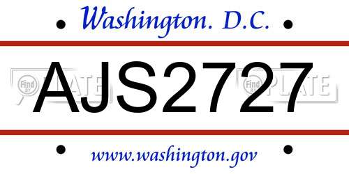 AJS2727 District Of Columbia License Plate