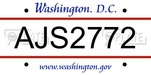 AJS2772 District Of Columbia License Plate