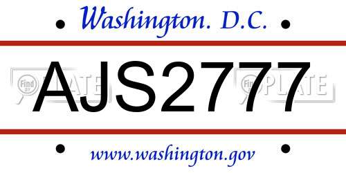 AJS2777 District Of Columbia License Plate