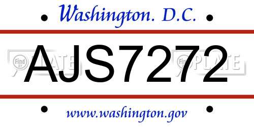 AJS7272 District Of Columbia License Plate