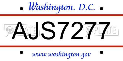 AJS7277 District Of Columbia License Plate