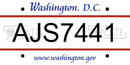 AJS7441 District Of Columbia License Plate