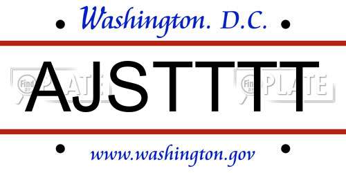 AJSTTTT District Of Columbia License Plate