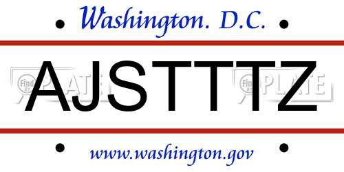 AJSTTTZ District Of Columbia License Plate