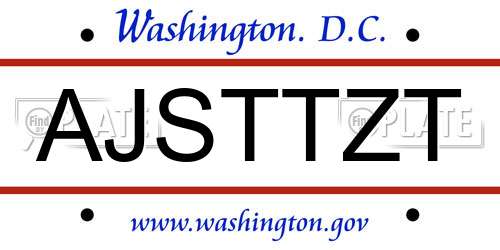 AJSTTZT District Of Columbia License Plate