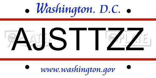 AJSTTZZ District Of Columbia License Plate