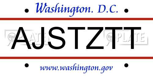 AJSTZTT District Of Columbia License Plate