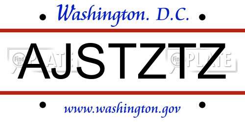 AJSTZTZ District Of Columbia License Plate