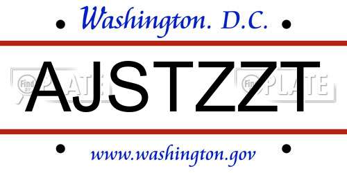 AJSTZZT District Of Columbia License Plate