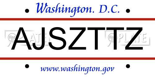 AJSZTTZ District Of Columbia License Plate