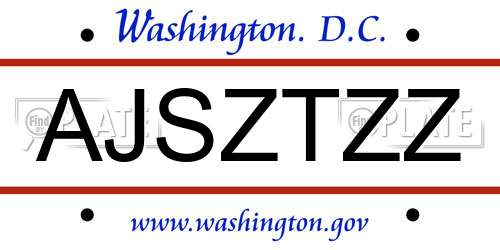 AJSZTZZ District Of Columbia License Plate