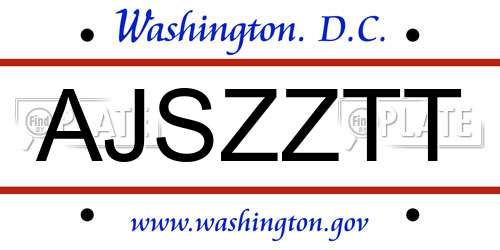AJSZZTT District Of Columbia License Plate
