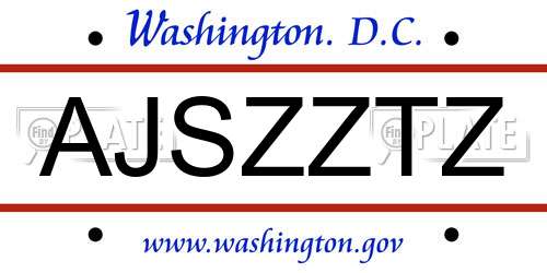 AJSZZTZ District Of Columbia License Plate