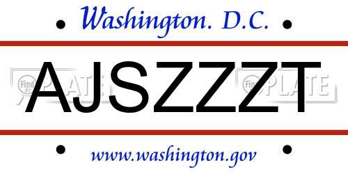 AJSZZZT District Of Columbia License Plate
