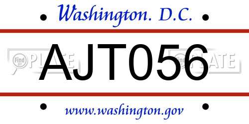 AJT056 District Of Columbia License Plate