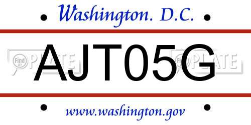 AJT05G District Of Columbia License Plate