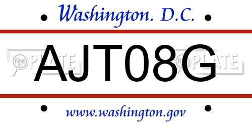AJT08G District Of Columbia License Plate