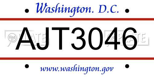 AJT3046 District Of Columbia License Plate