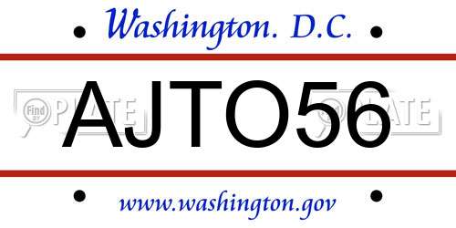 AJTO56 District Of Columbia License Plate
