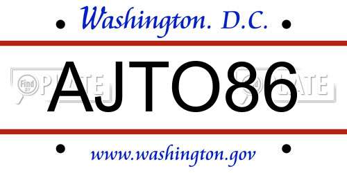 AJTO86 District Of Columbia License Plate