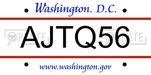 AJTQ56 District Of Columbia License Plate