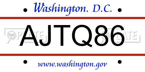 AJTQ86 District Of Columbia License Plate