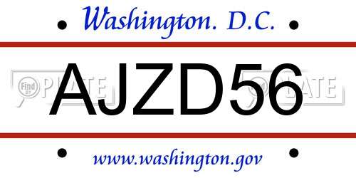 AJZD56 District Of Columbia License Plate