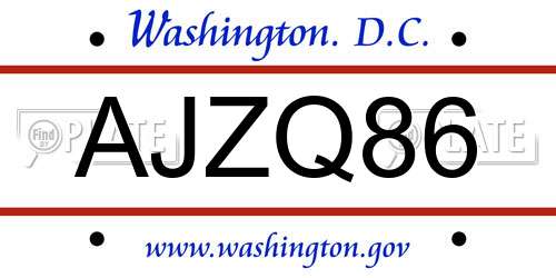 AJZQ86 District Of Columbia License Plate