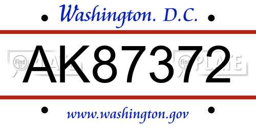 AK87372 District Of Columbia License Plate