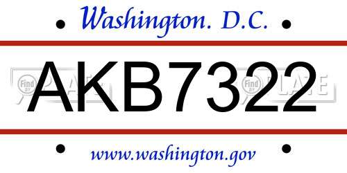 AKB7322 District Of Columbia License Plate