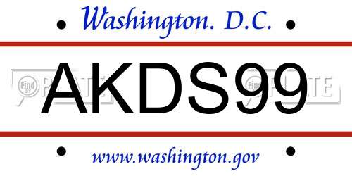 AKDS99 District Of Columbia License Plate