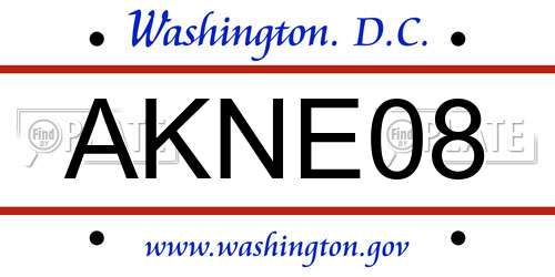 AKNE08 District Of Columbia License Plate