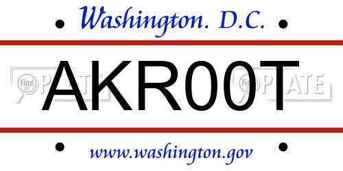 AKR00T District Of Columbia License Plate