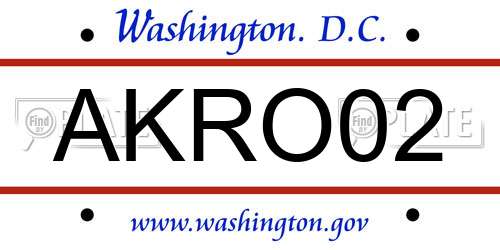 AKRO02 District Of Columbia License Plate
