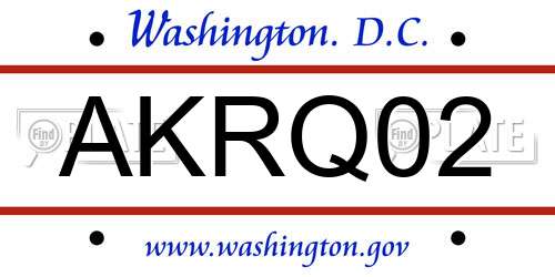 AKRQ02 District Of Columbia License Plate