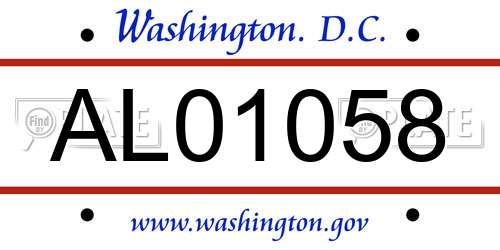 AL01058 District Of Columbia License Plate