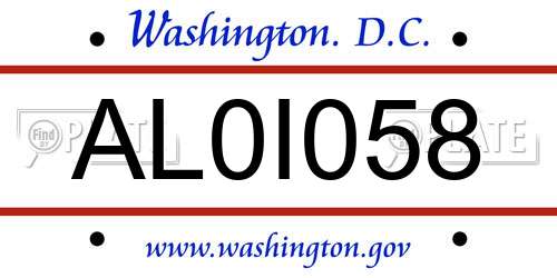 AL0I058 District Of Columbia License Plate