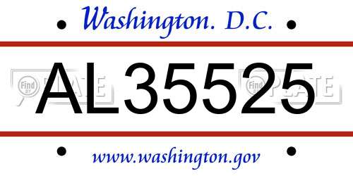 AL35525 District Of Columbia License Plate