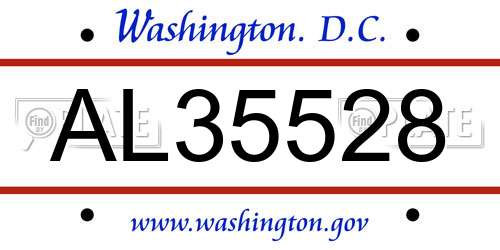 AL35528 District Of Columbia License Plate