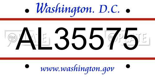 AL35575 District Of Columbia License Plate