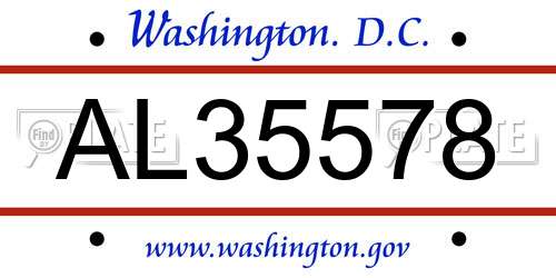 AL35578 District Of Columbia License Plate