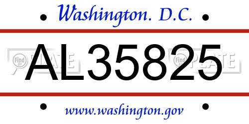 AL35825 District Of Columbia License Plate